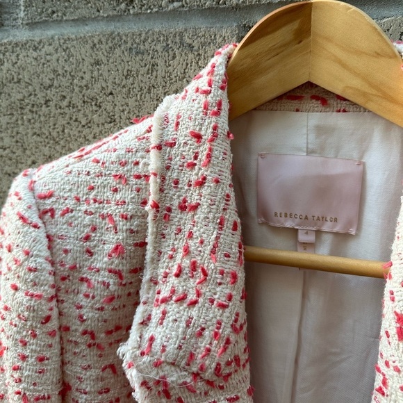 Rebecca Taylor Beckie Tweed Jacket White/Red Women's Size 4 - Picture 3 of 11